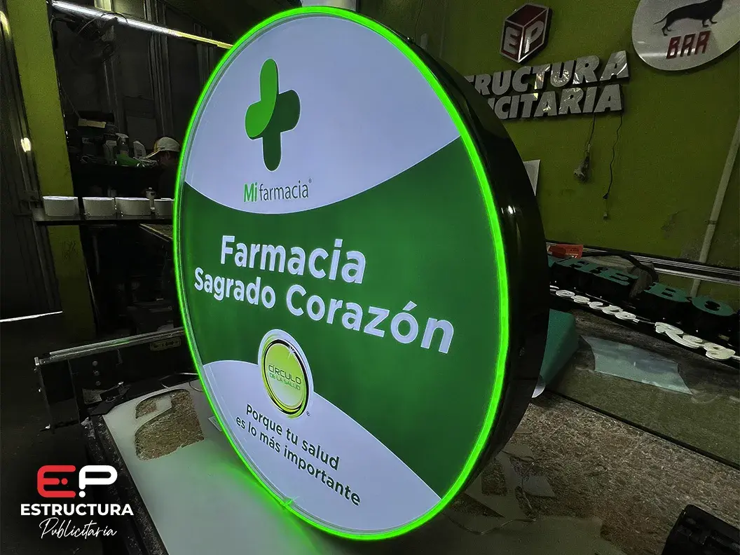 Anuncio Luminoso Redondo - Botón Luminoso - Estructura Publicitaria México